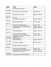 schedule of summer reading activities