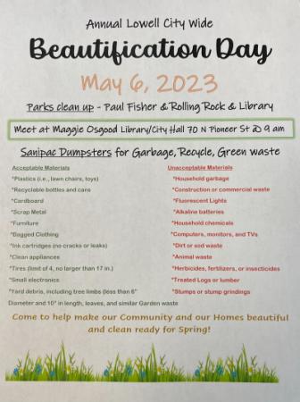 Lowell Annual City-Wide Beautification Day May 6, 2023