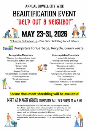 Lowell Beautification Event May 23-31
